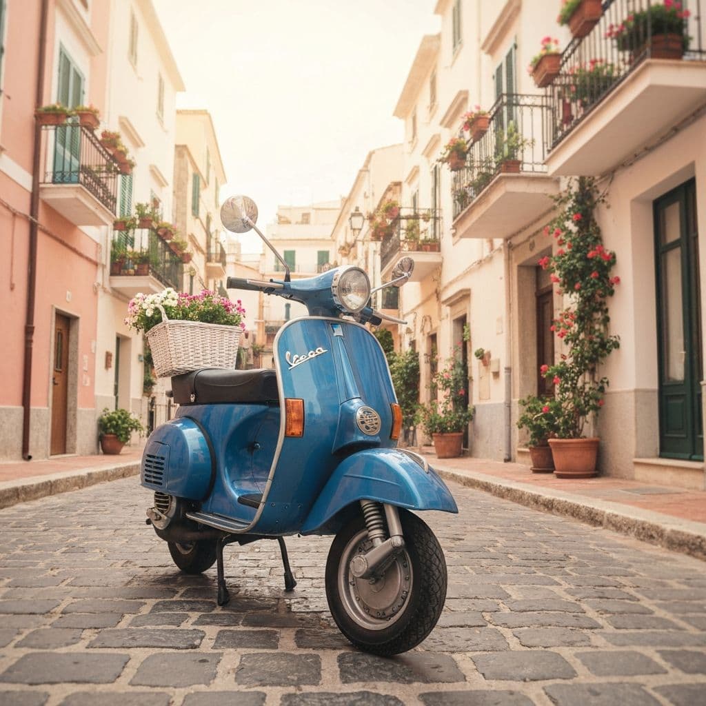 Scooter rental on Kos - Vespa scooter on Mediterranean coast